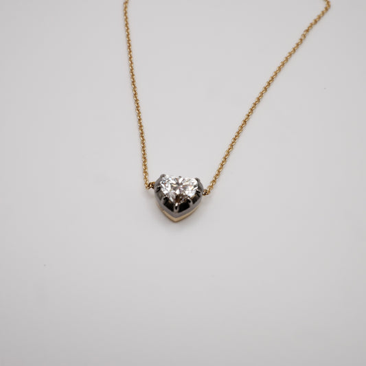 Heart Lab Grown Diamond Gold Georgian Necklace, view 2