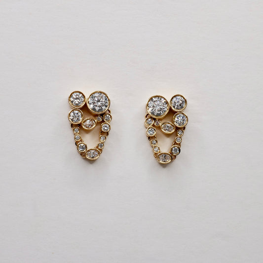 Constellation Drop Earrings with Lab Grown Diamonds or Moissanites, 18K Gold, view 2