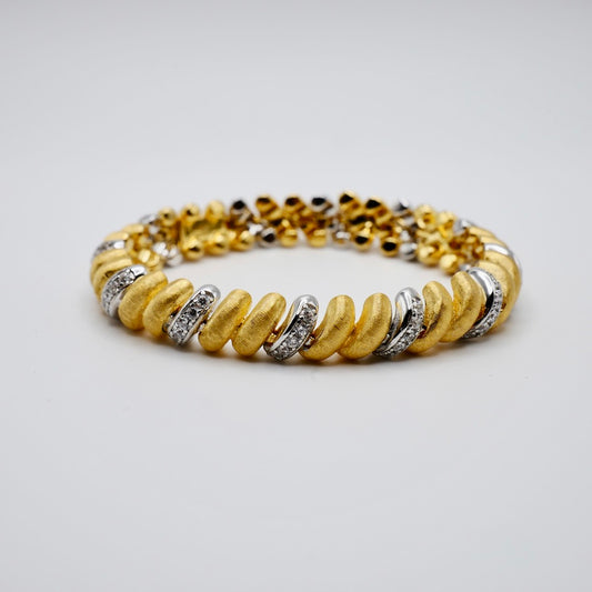 Rigatto Silk Engraved Bracelet with Moissanites, 18K Gold Filled