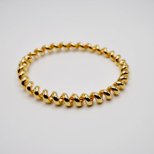 Fusilli Rotini Spiral Gold Bangle Bracelet | Boochier Slinkee style | Drake jewelry | Justin Bieber jewelry | Beyonce jewelry | novelty fun fine jewelry | by Disco Marshmallow | Boochier Slinkee style | Drake jewelry | Beyonce jewelry | pasta jewelry