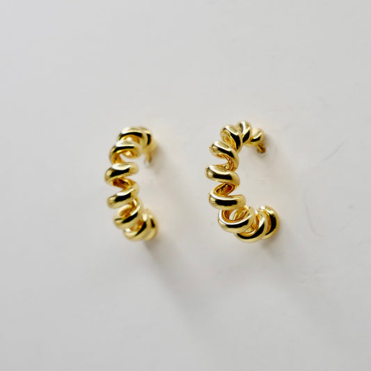 14K or 18K Gold Fusilli Hoop Earrings