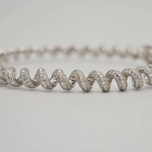 Fusilli rotini spiral gold moissanite bangle