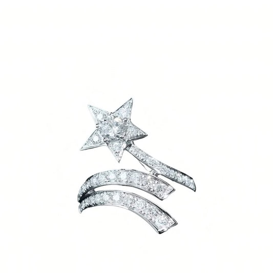 Diamond Shooting Star Comet Ring, 18K Gold, view 2