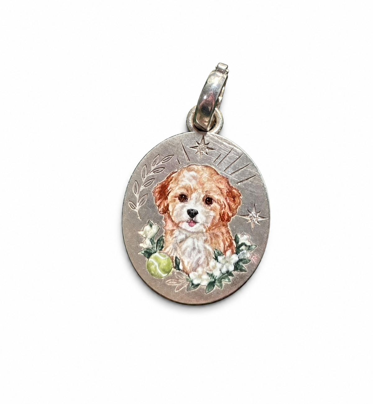 Custom Champlevé Enamel Pendant — Hand Painted, Engraved Reverse, 18K Gold
