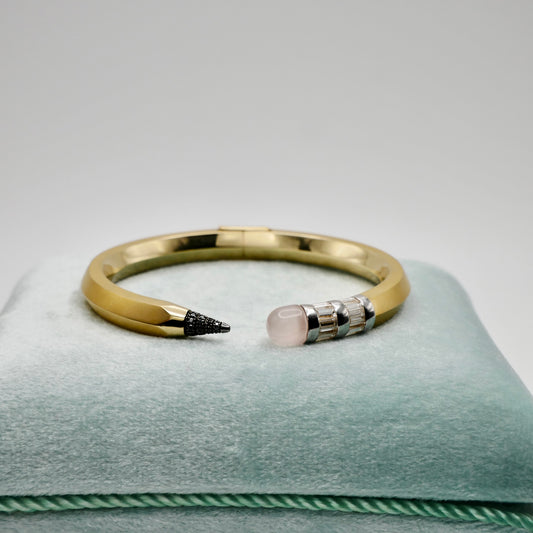 Pencil Bangle with Moissanite and Pink Nephrite, view 2