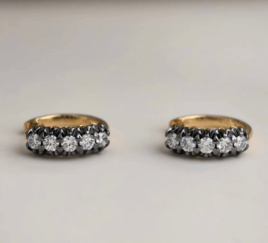Scallop Diamond Hoops, 18K Gold, view 2