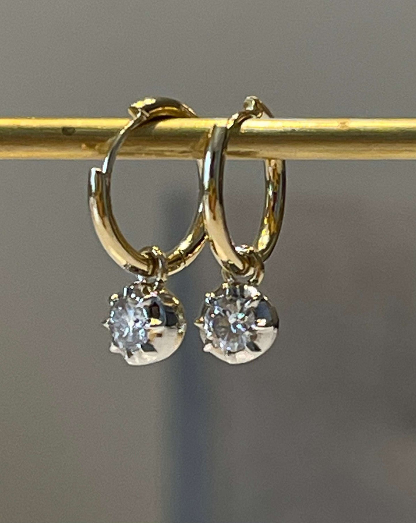 Custom Round Georgian Victorian Earrings, Lab Diamond or Moissanite, view 14