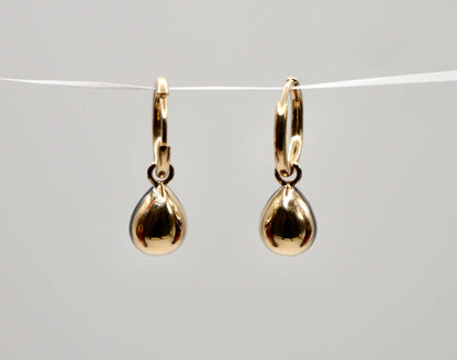 Pear Cut Emerald Georgian Victorian Gold Earrings, 18K Gold, view 2