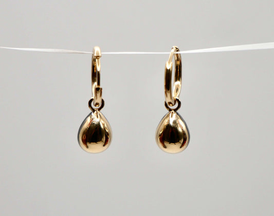 Pear Cut Emerald Georgian Victorian Gold Earrings, 18K Gold, view 2