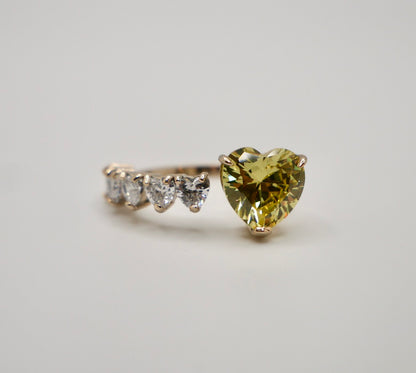 Floating Heart Ring with Sapphire, 18K Gold, view 3