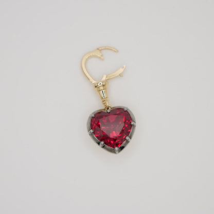 Georgian Victorian Ball Chain Heart Ruby Pendant, 18K Gold