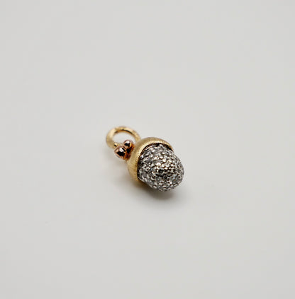 Pave Diamond Acorn Pinecone Pendant Charm, 18K Gold, view 9