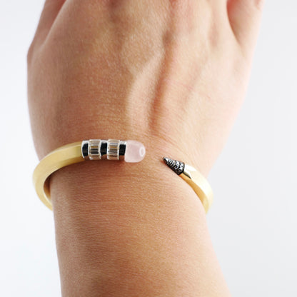 Pencil Bangle with Moissanite and Pink Nephrite, view 8