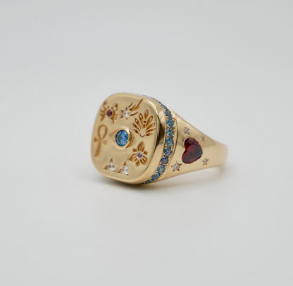 Hieroglyphs Ring, 14K Gold, view 3