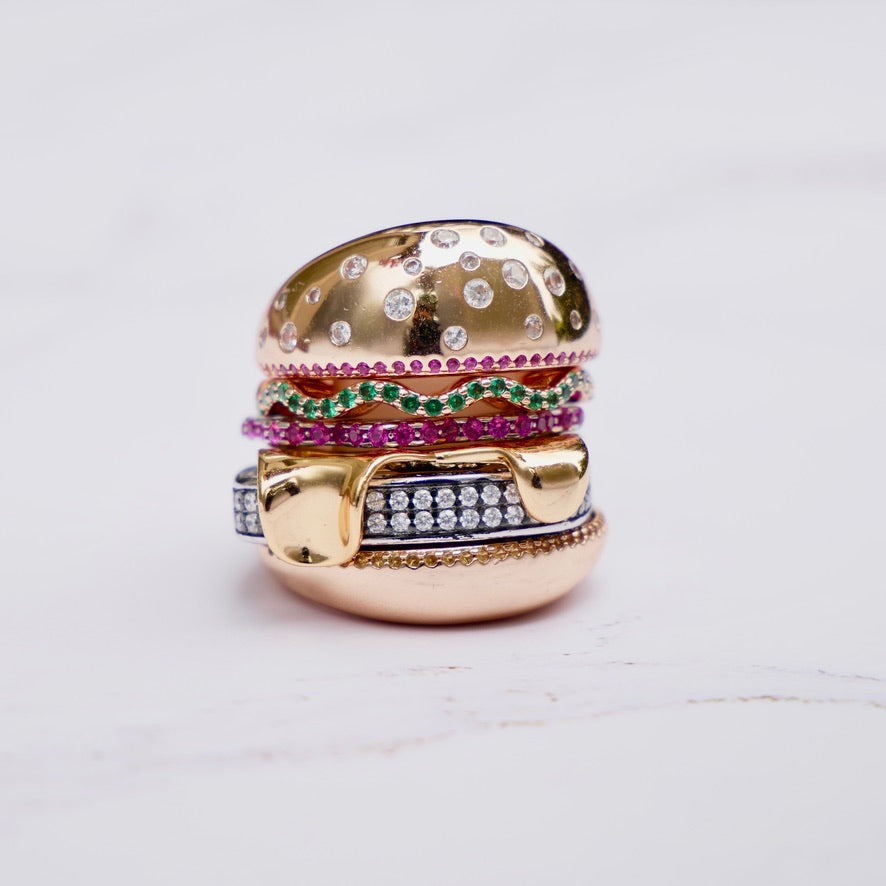 Stacked Hamburger Ring, 18K Gold Filled, Ready to Ship