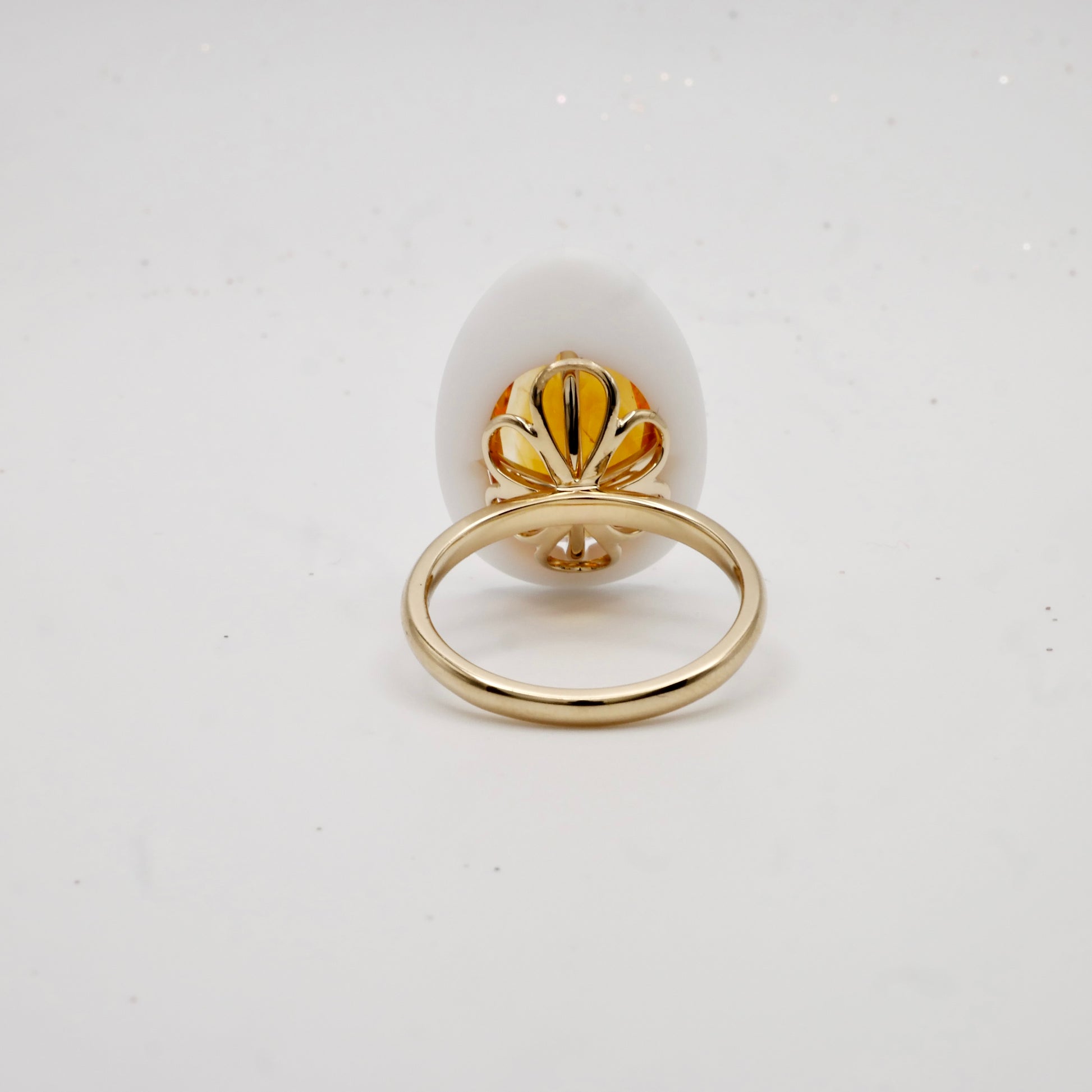 Natural Citrine Porcelain Egg Ring in 14K Yellow Gold | Statement Cocktail Ring | November Birthstone | by Disco Marshmallow