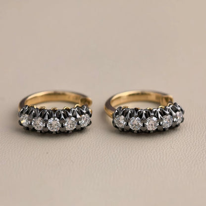 Scallop Diamond Hoops, 18K Gold, view 4