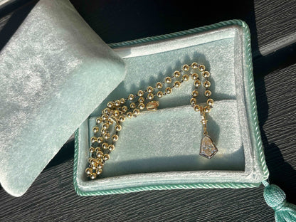 Georgian Victorian Ball Chain Kite Lab Diamond or Moissanite Pendant, view 9