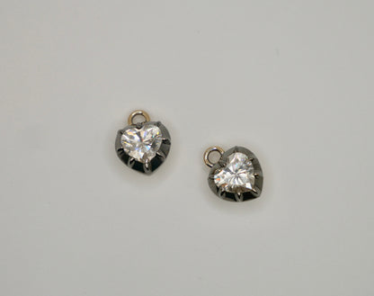 Heart Georgian Victorian Hoop Earrings, Lab Diamond or Moissanite, view 6
