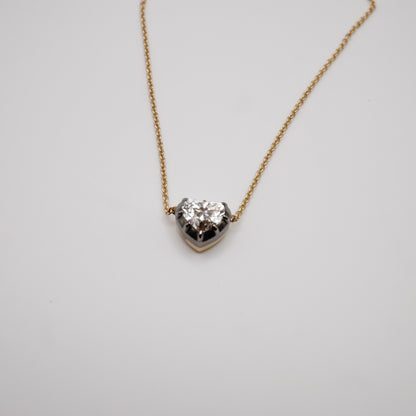 Heart Lab Grown Diamond Gold Georgian Necklace, view 2