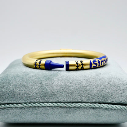 Customizable Crayon Bracelet with Blue Lapis and Blue Moissanites, view 4