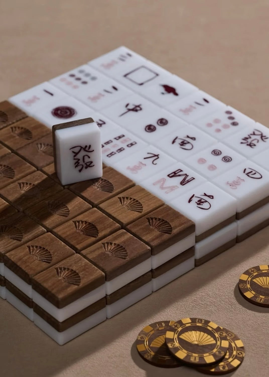 Luxury Mahjong Set Complete 144 Tiles, Carved Wood Storage Box Hand Painted Chinese Game Set | by Disco Marshmallow