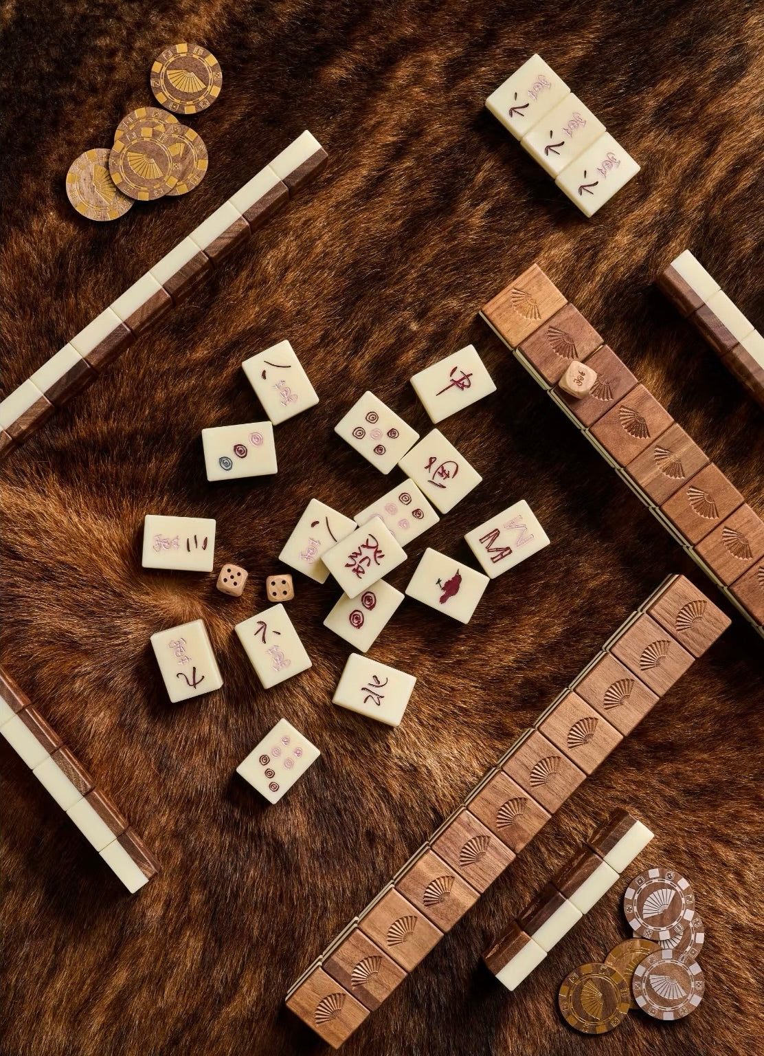 Luxury Mahjong Set Complete 144 Tiles, Carved Wood Storage Box Hand Painted Chinese Game Set | by Disco Marshmallow