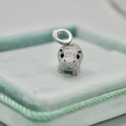 Baby Hippo Locket Pendant, White Gold, view 7