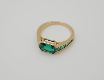 Caliber Step Cut Lab Grown Emerald Ring, Zambian or Colombian, view 5