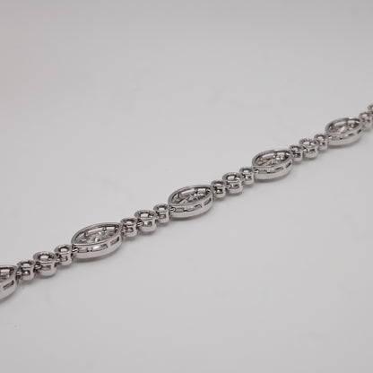 Platinum Marquise & Round Brilliant Lab Grown Diamond Tennis Bracelet - Antique or Vintage Inspired, view 6