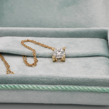 Round Lab Diamond or Moissanite Floating Necklace, 18K Gold, view 6