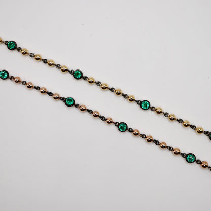 Ball Chain Georgian Bracelet with 1 Ct of Round Emeralds, view 4