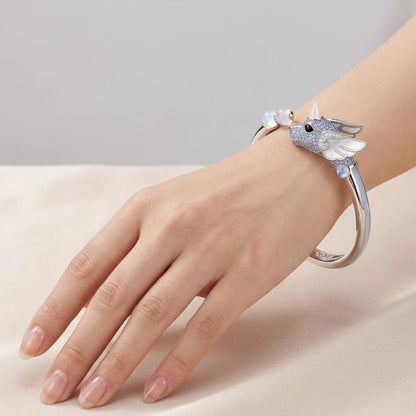 Dragonair Pokemon Cuff Bracelet Pavé Moissanite Moonstone, view 5