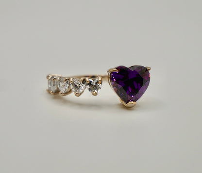 Floating Heart Ring with Purple Sapphire, 18K Gold, view 2