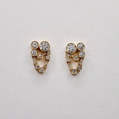 Constellation Drop Earrings with Lab Grown Diamonds or Moissanites, 18K Gold, view 2