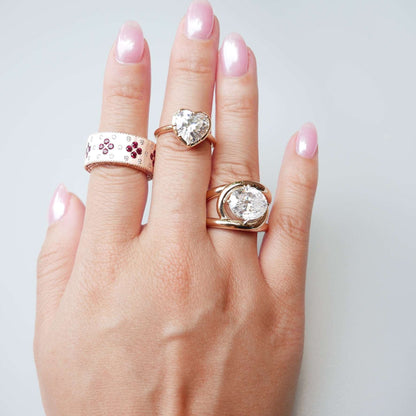 Oval Moissanite Interlocking Loops Ring, view 11