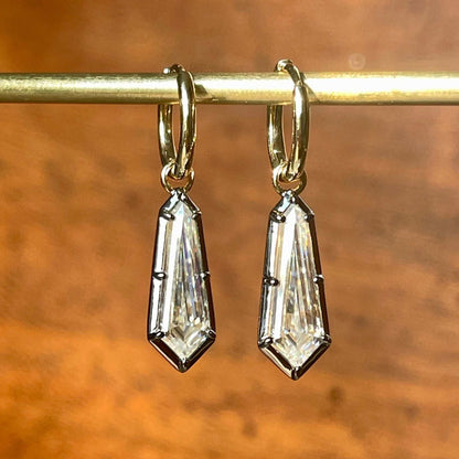 Custom Kite Georgian Victorian Earrings, Lab Diamond or Moissanite, view 2