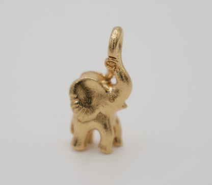 Diamond Medium Elephant Pendant Charm, 18K Gold, view 3