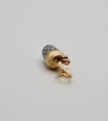 Pave Diamond Acorn Pinecone Pendant Charm, 18K Gold, view 7