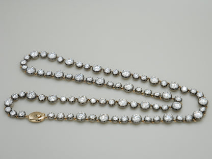 Georgian Victorian Riviere Collet Button Back Diamond or Moissanite Tennis Necklace, 21 Ct, view 3