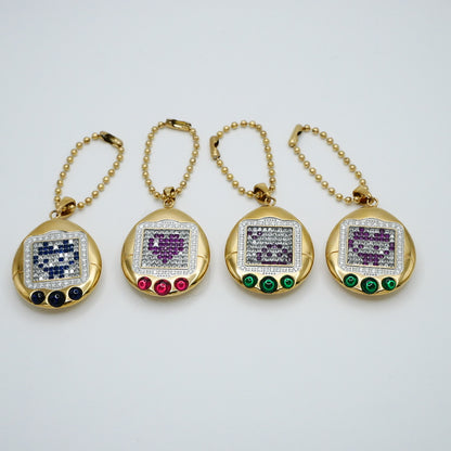 Pet Egg Pendant with Moissanites and Gemstones on Ball Chain, 18K Gold Filled, view 11