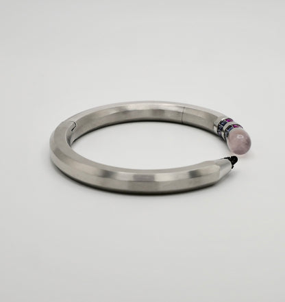 Pencil Bangle with Moissanite and Pink Nephrite, 18K Gold Filled, view 3