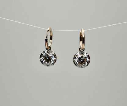 Custom Round Georgian Victorian Earrings, Lab Diamond or Moissanite, view 11