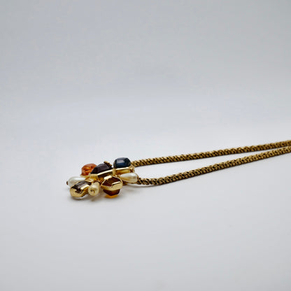 Vintage Chanel Gripoix poured glass Byzantine cross pendant necklace, view 3