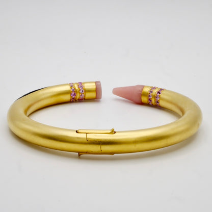 Customizable Crayon Bracelet with Pink Coral and Pink Moissanites, view 4