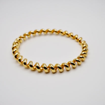 Fusilli Rotini Spiral Gold Bangle, view 3