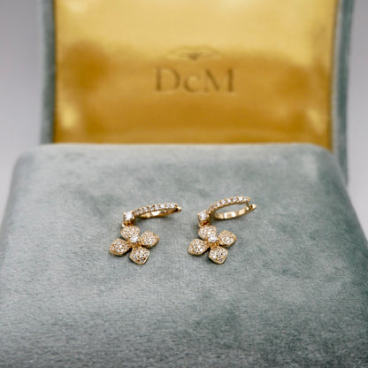 Diamond Clover Hoop Earrings, view 3