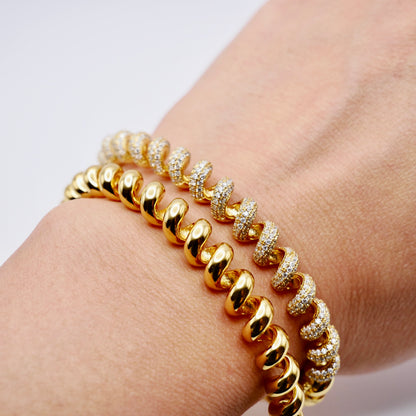 Fusilli Rotini Spiral Gold Bangle, view 14