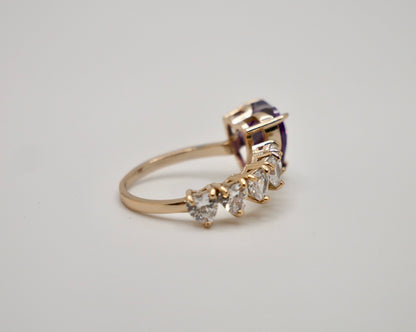 Floating Heart Ring with Purple Sapphire, 18K Gold, view 4