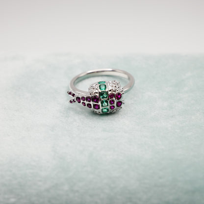 Shrimp Sushi Ring with Lab Rubies, 14K Gold, view 9